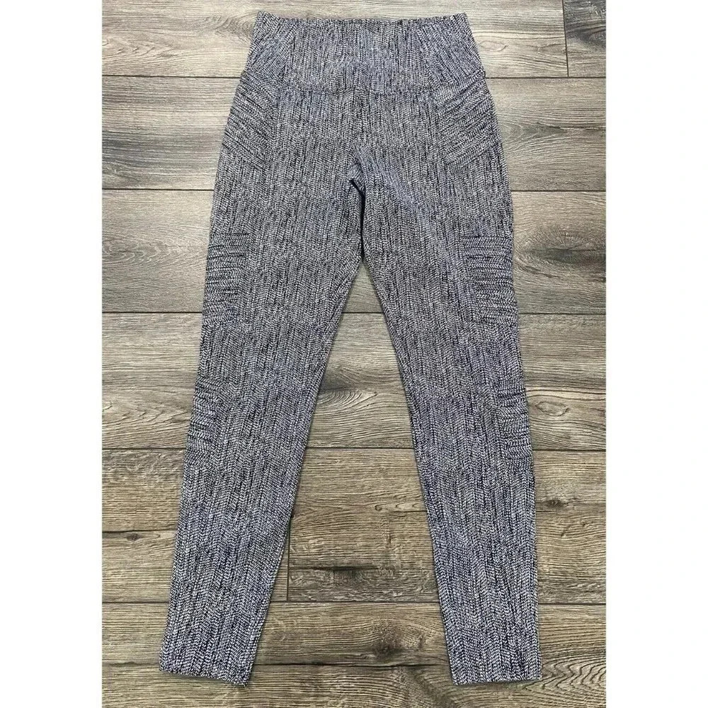 Athleta Delancy Textured Moto Leggings Zipper Ankle Black White Small S